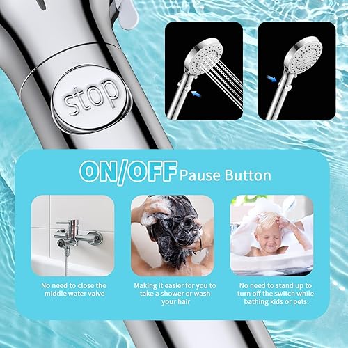 Miniatura 6 de FASDUNT Cabezal de ducha con mano, cabezal de ducha filtrado con manguera extra larga de 80 pulgadas, filtro de 20 etapas para suavizar el agua dura