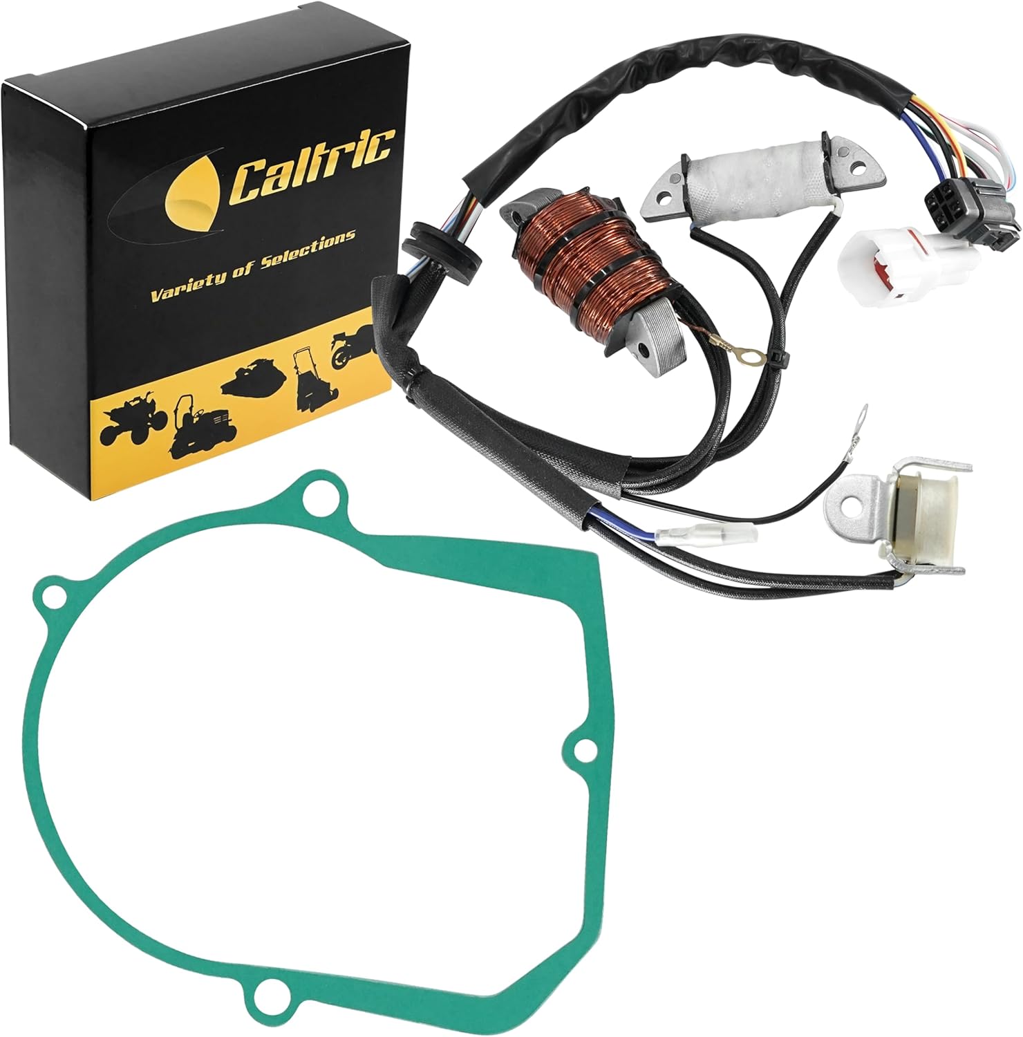 Caltric Stator and Crankcase Cover Gasket Compatible With Yamaha Raptor 50 Yfm50 Yfm-50 2004-2008