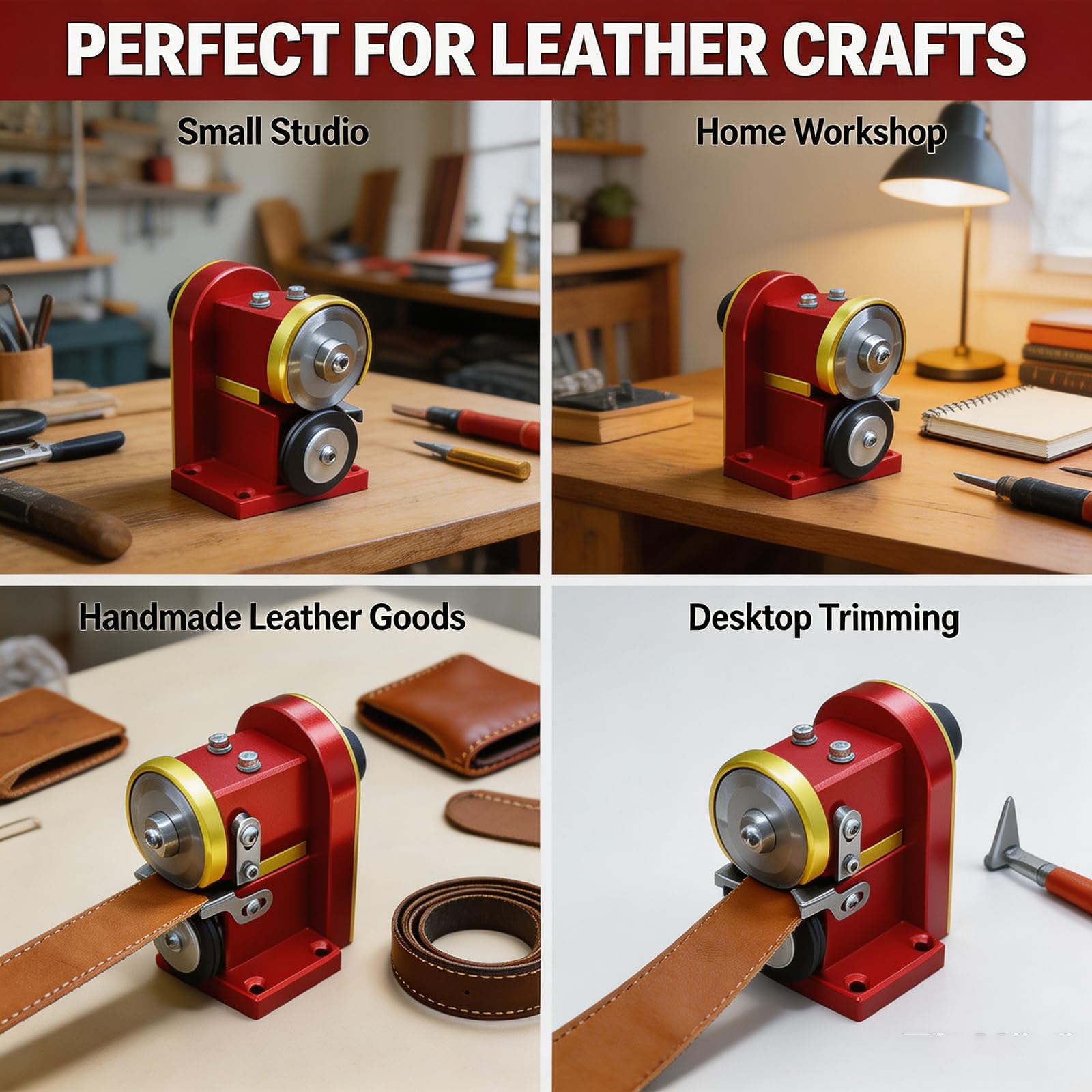 Cortadora Manual De Tiras De Cuero, Máquina De Recorte De Bordes Biselados De Precisión Con Cuerpo De Aleación De Aluminio Y Engranajes De Acero, Para Cinturones, Asas De Bolsos, Correas Reloj