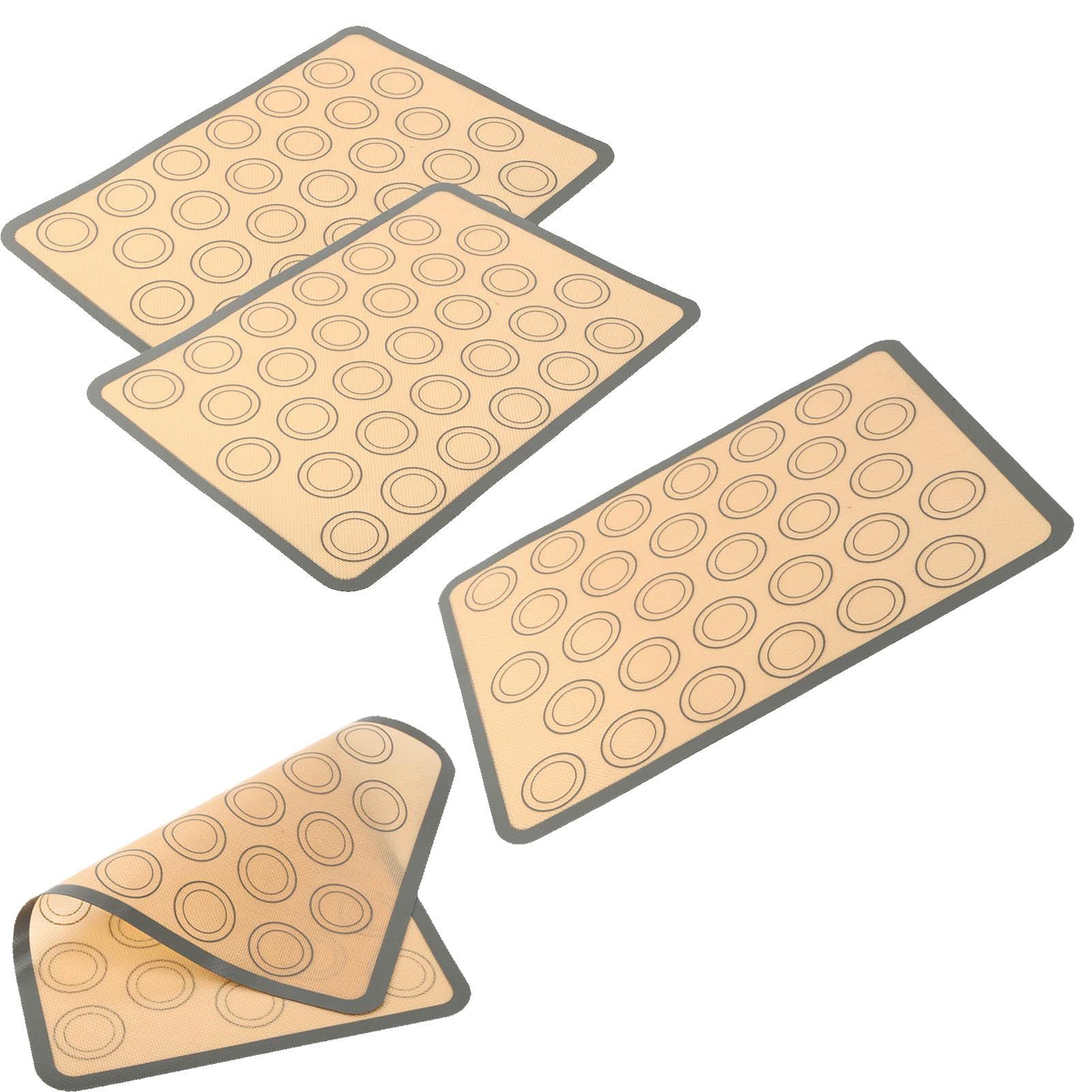 4 Teilige Macaron Backmatte,Wiederverwendbare Silikon Kuchenunterlage in Lebensmittelqualit?t,Temperatur Antihaft Backmatte f¨¹r Die Herstellung Von Kuchen,Pudding,Schokolade,Macarons