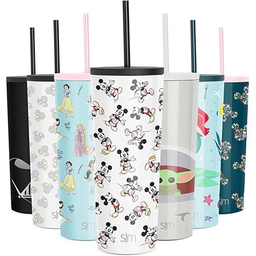 Simple Modern Disney Character Insulated Tumbler Cup with Flip Lid and Straw Lid | Reusable Stainless Steel Water Bottle Iced Coffee Travel Mug | Classic Collection | 24oz Mickey Mouse Retro