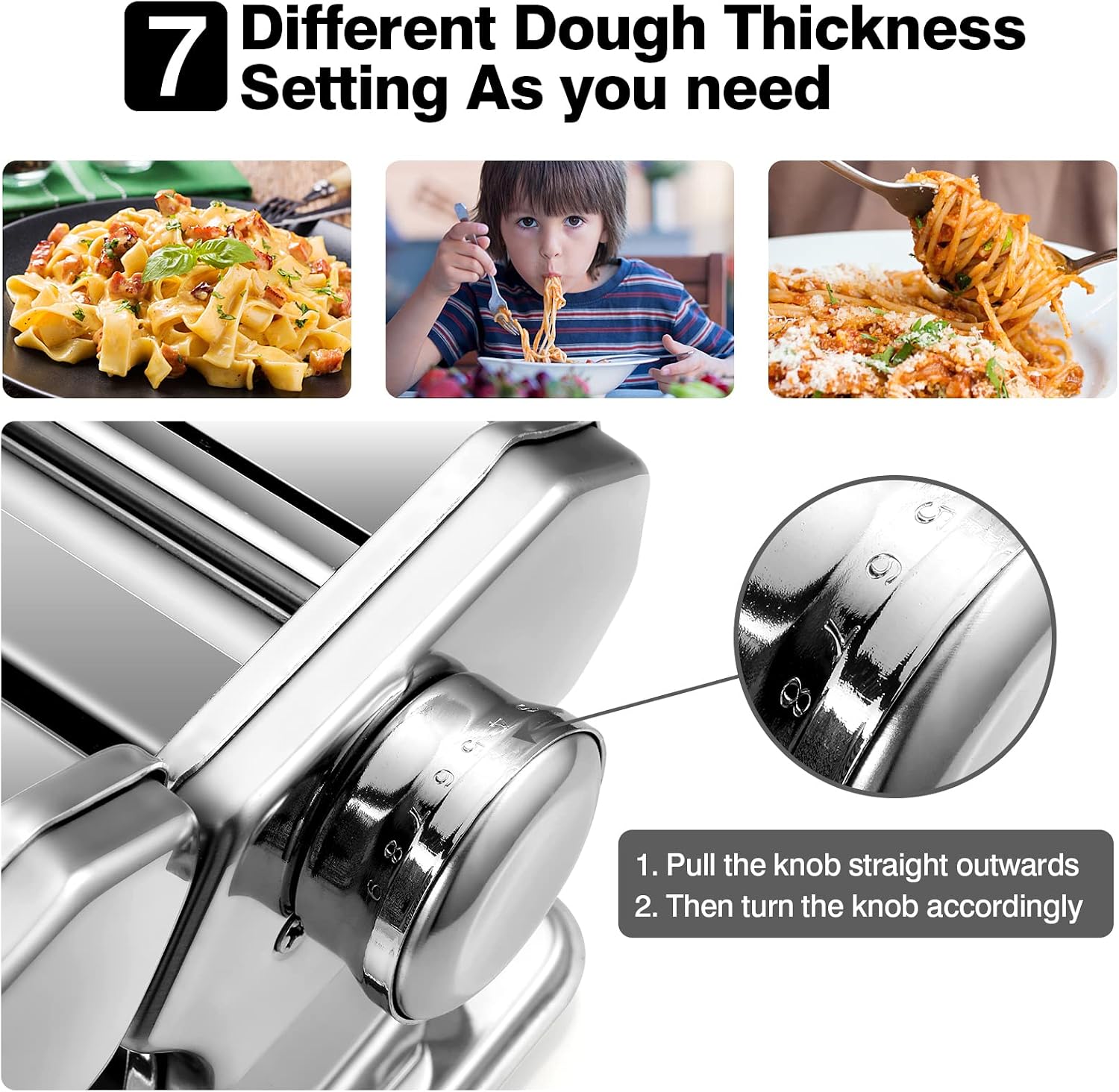 Pasta Maker,Tooluck 150 Pasta Roller Pasta Machine With 2 In 1 Dough Cutter And 7 Adjustable Thickness Setting For Homemade Pasta,Spaghetti, Fettuccini, Lasagna Or Dumpling Skins,Best Kitchen Gift Set