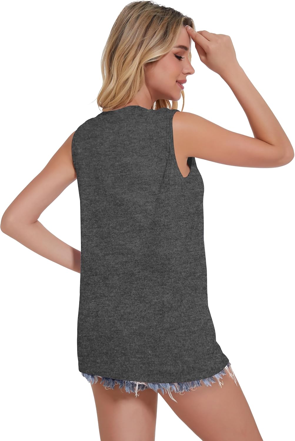 Tank Top for Women Sleeveless Summer Crewneck Casual Graphic Loose Fit Tunic Top - Image 8