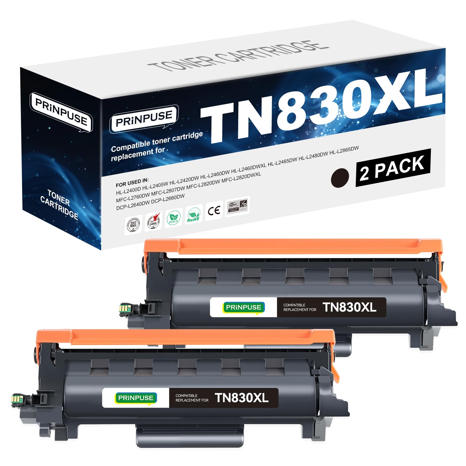 PRINPUSE 830XL Toner Cartridge High Yield Compatible Replacements for Brother Toner TN830 TN830XL Work with Brother Prin