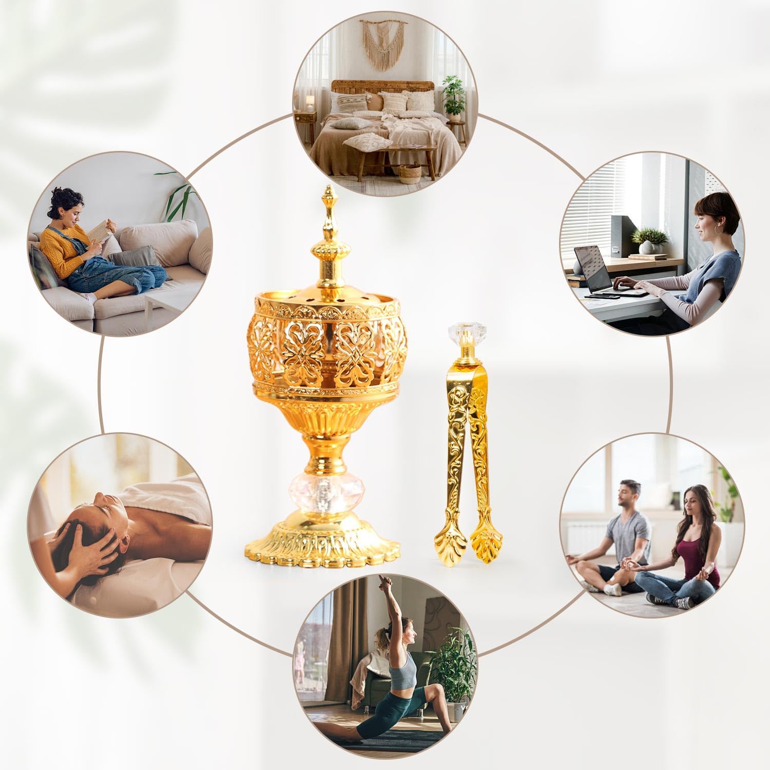 Amazon.com: Xisakaca Gold Incense Burner Holder, Bakhoor