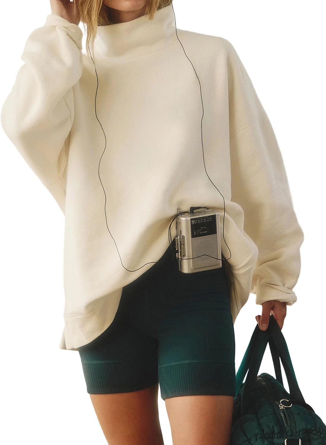 Women’s Oversized Sweatshirts Mockneck Sweatshirt Turtleneck Tops Loose Drop Shoulder Long Sleeve Pullover Top