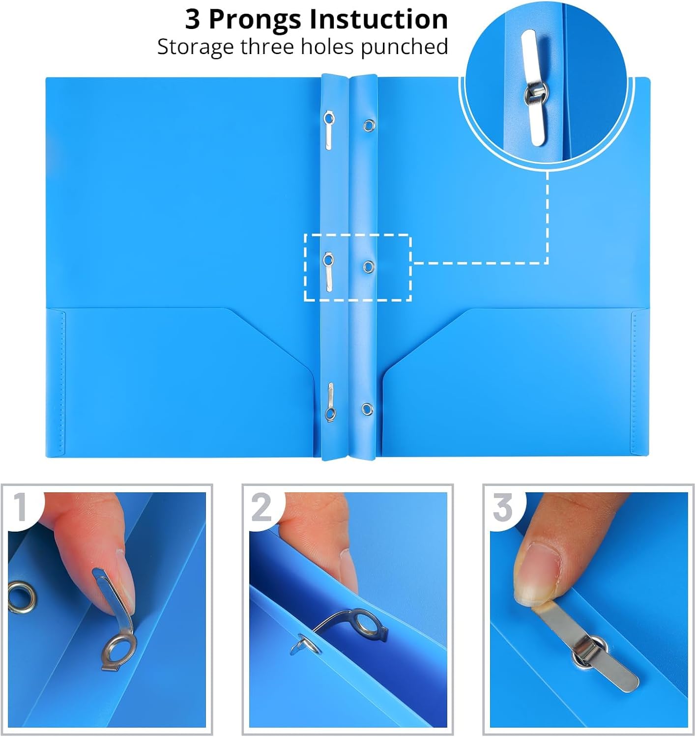2 Pocket Folder with Prongs, 3 Prong Folders with Pockets, 6 Pack, Plastic image 3