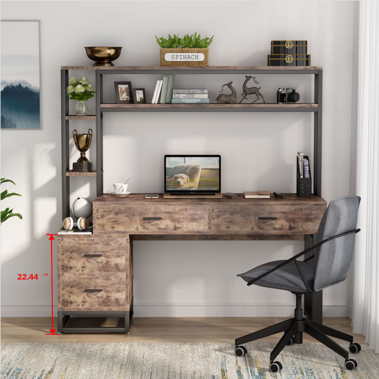 Buy Tribesigns 55 Inch Computer Office Desk with 4 Drawers and Storage