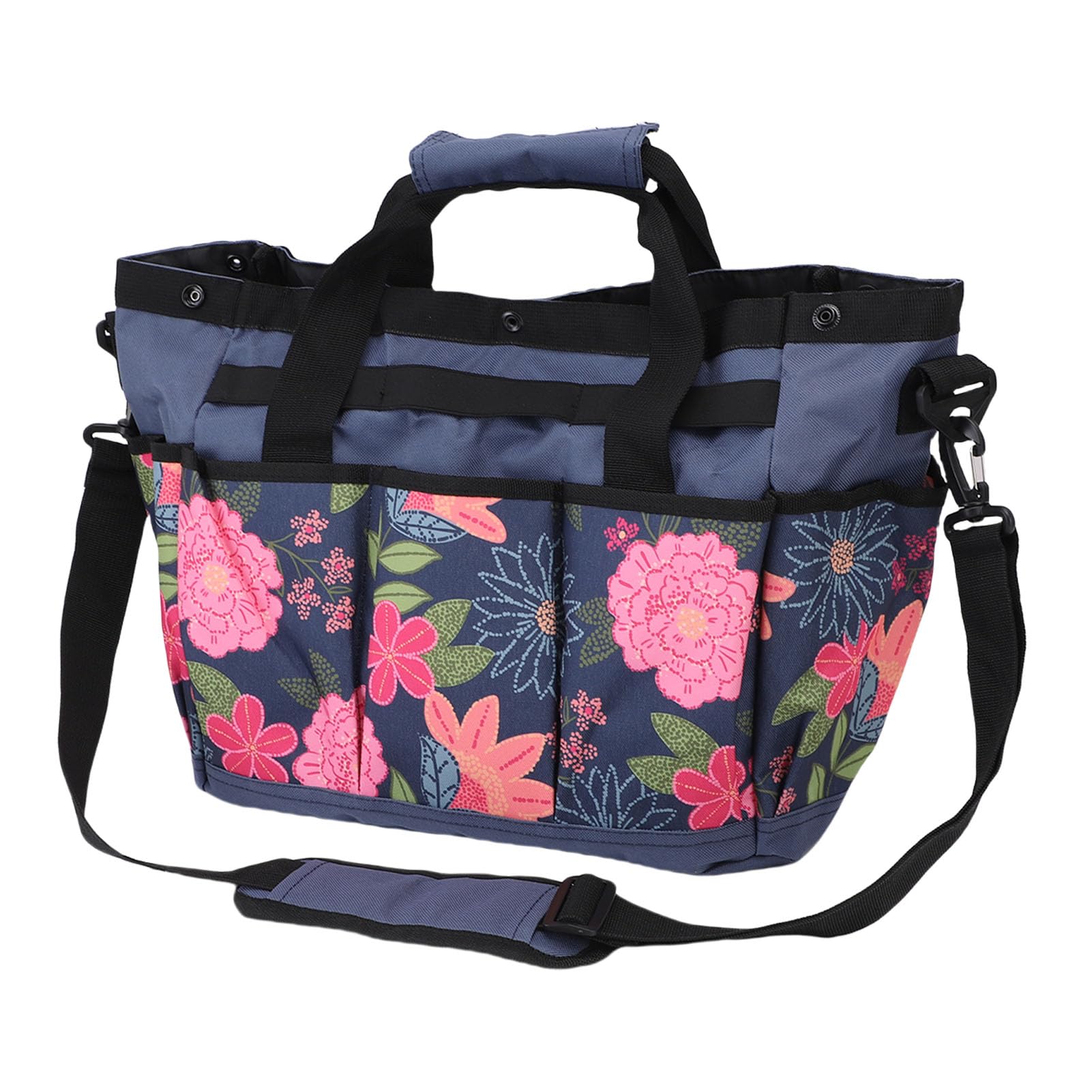 Oreilet Garden Tool Bag, Oxford Cloth Floral Garden Tote Storage Bag with Multiple Pockets, Handle, Portable Gardening Tote Tool Holder Organizer Handbag