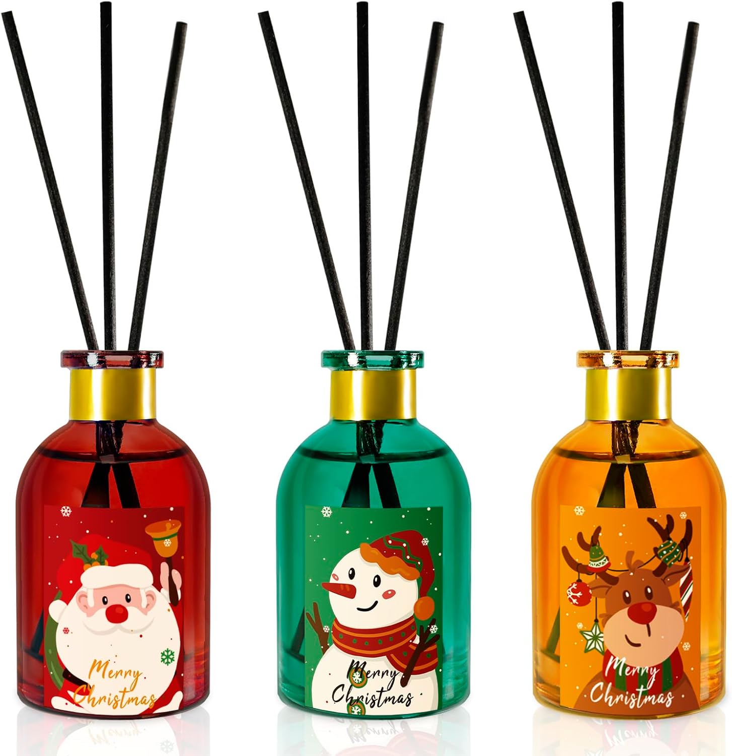 SCENTORINI Christmas Reed Diffuser Set, Christmas Essential Oils Diffuser, Cedar, Apple Cinnamon, Lemon Soda, 5.3 Fl.oz, Pack of 3, Reed Diffuser for Christmas Decorations Gift - Image 8