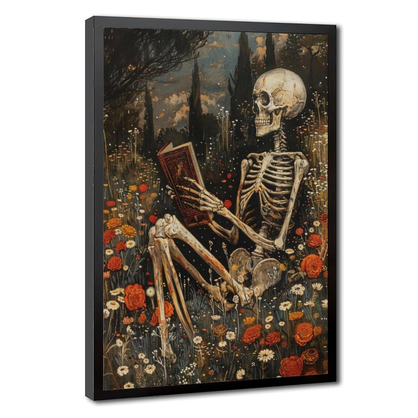 Bareronor Gothic Skeleton Canvas Poster for Bedroom Decor Gift