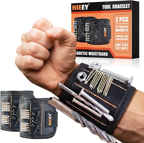 HIEEY 2 pulseras magnéticas para sujetar tornillos, regalos para hombres, correa de herramientas magnética para sujetar tornillos, accesorios