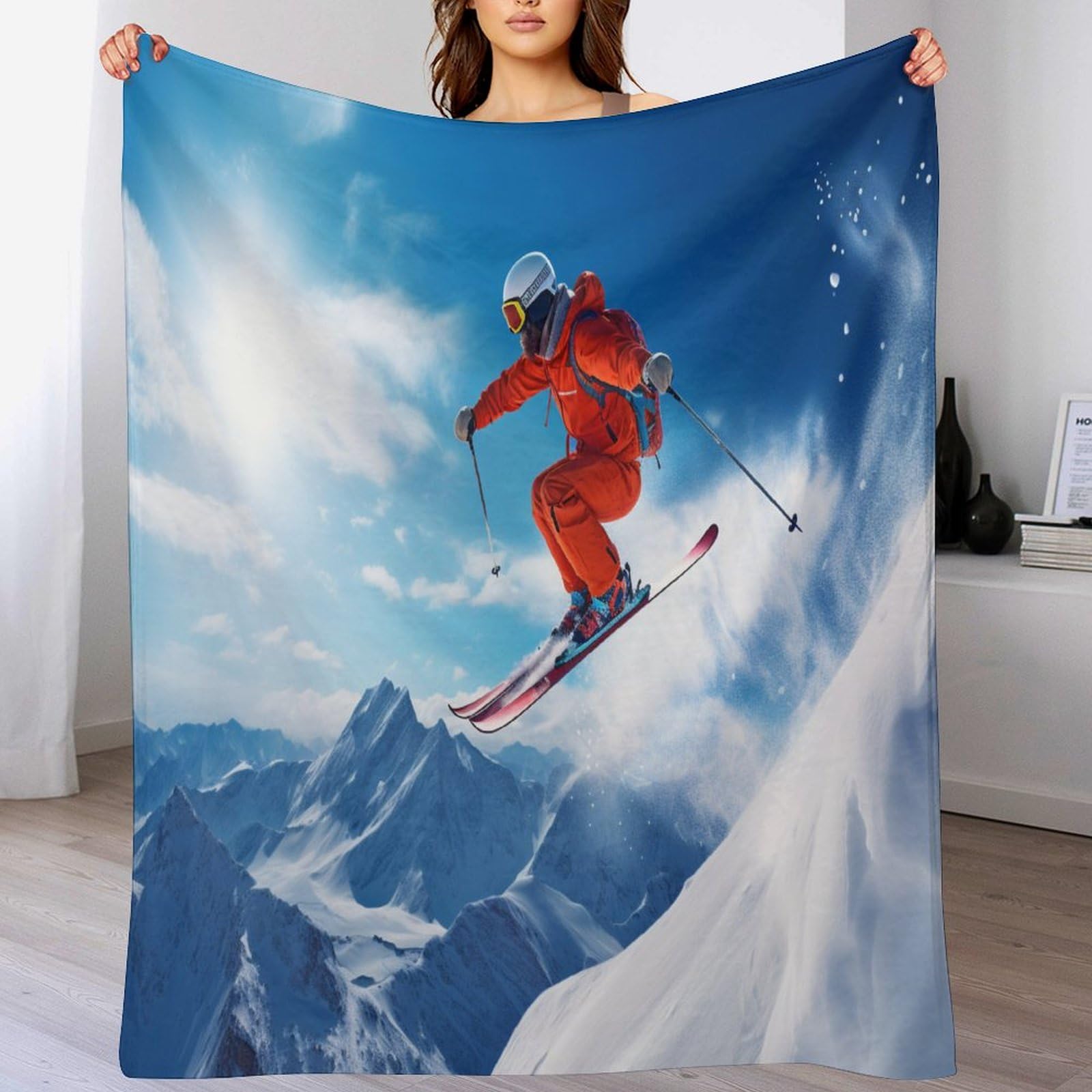 Couverture ski de montagne enneigé Douce Et Moelleuse - Couverture Flannel Polaire De Haute Qualité Également Parfaite Comme Couverture De Séjour, De Jour, De Canapé Et Quatre Saisons （150×200cm）
