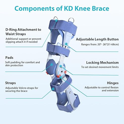 Miniatura 3 de KD ROM Knee Brace Lite soporte de rodilla posoperatorio ligero con bisagras para ACL, MCL, PCL y artritis - Comodidad mejorada para una recuperación