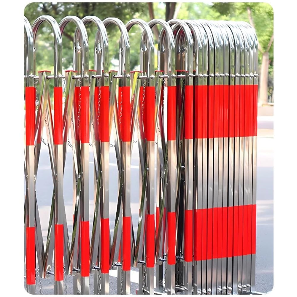 Erweiterbare Metallbarrikade, flexibles mobiles Tor für Sicherheitsbarriere, verstellbarer temporärer Zaun für den Einsatz in Parks, Garagen, Krankenhäusern (1,6 x 8 m)