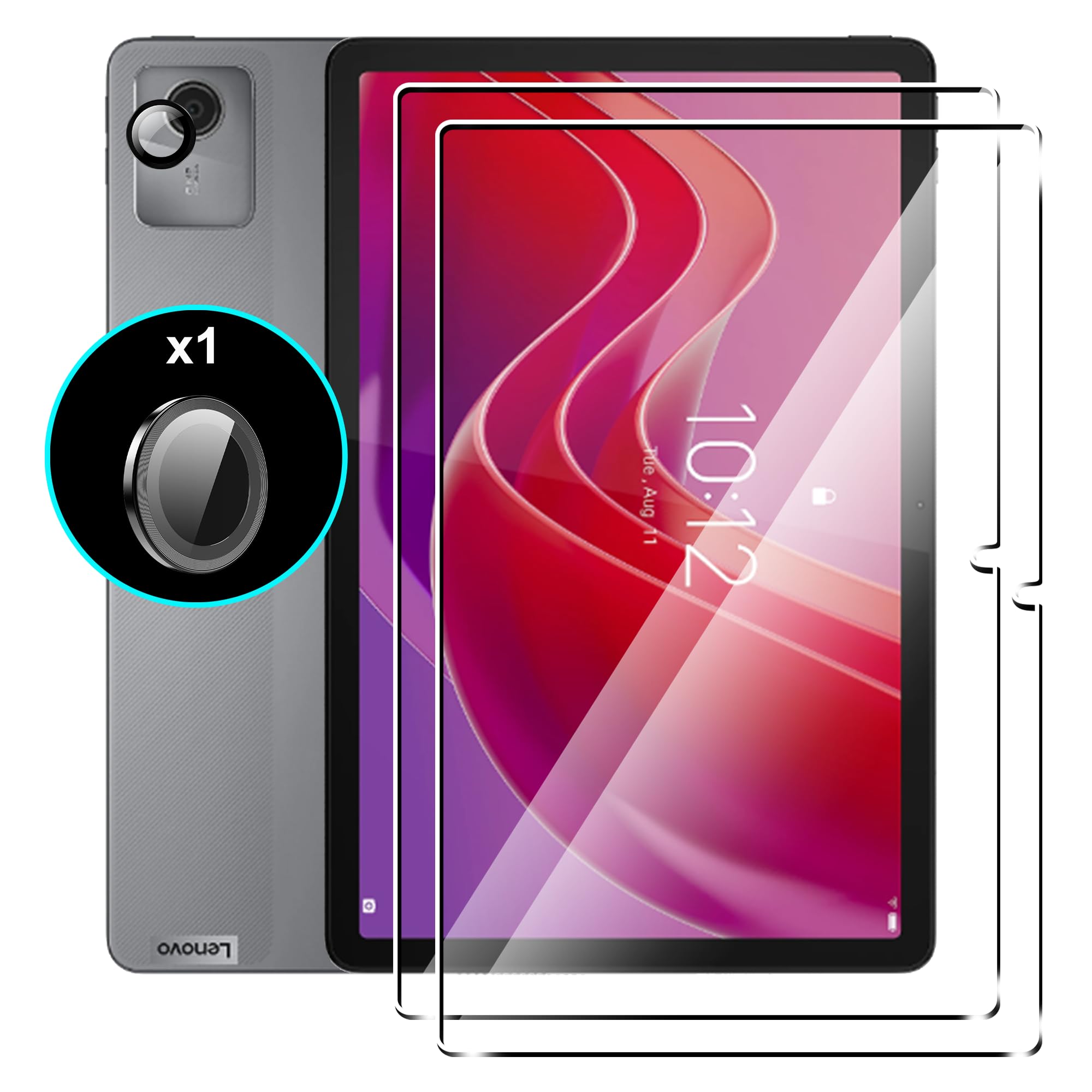 Heioloo 3 Stück für Lenovo Tab 10.1 Inch 2025 Panzerglas Schutzfolie HD, [2+1 Stücke] Panzerglas und Kamera Schutzfolie, 9H Härte Schutzglas, Bläschenfrei, Anti-Kratzen