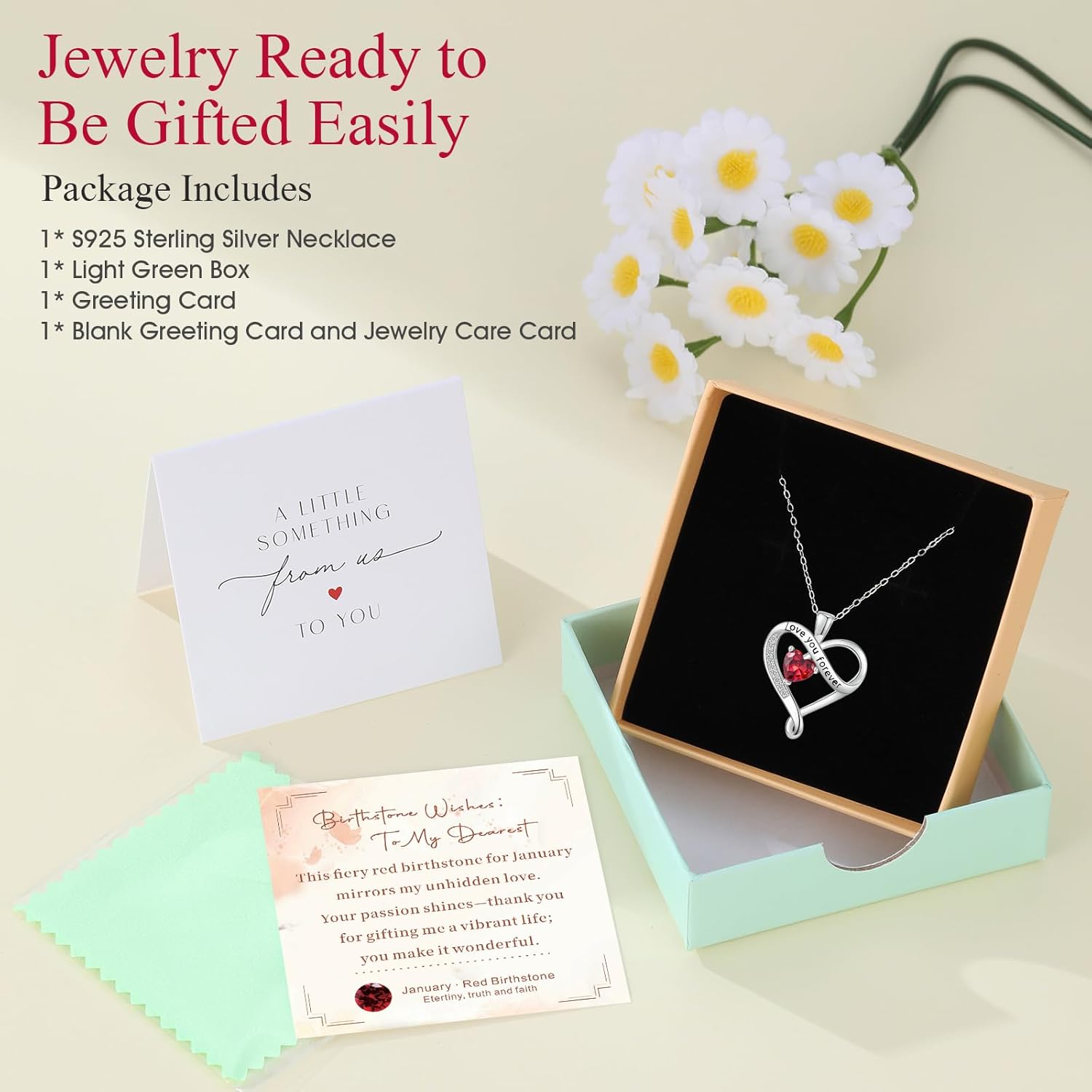 Infinity Heart Necklaces for Women - S925 Sterling Silver Love Heart Birthstone Pendant Necklace, Wedding Anniversary, Birthday, Mothers Day Gifts for Mom, Mother, Wife, Girlfriend - Image 6