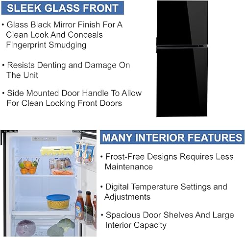 Miniatura 8 de RecPro Refrigerador de vidrio negro para caravana refrigerador de 107 pies cúbicos 12 voltios refrigerador de 2 puertas