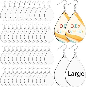 150 Pcs Sublimation Earring Blanks Large Bulk Big Size 50pcs MDF Sublimation Blank Products with 100 Hooks and Jump Rings Heat Transfer Sublimation Teardrop Earrings Blanks for DIY Craft