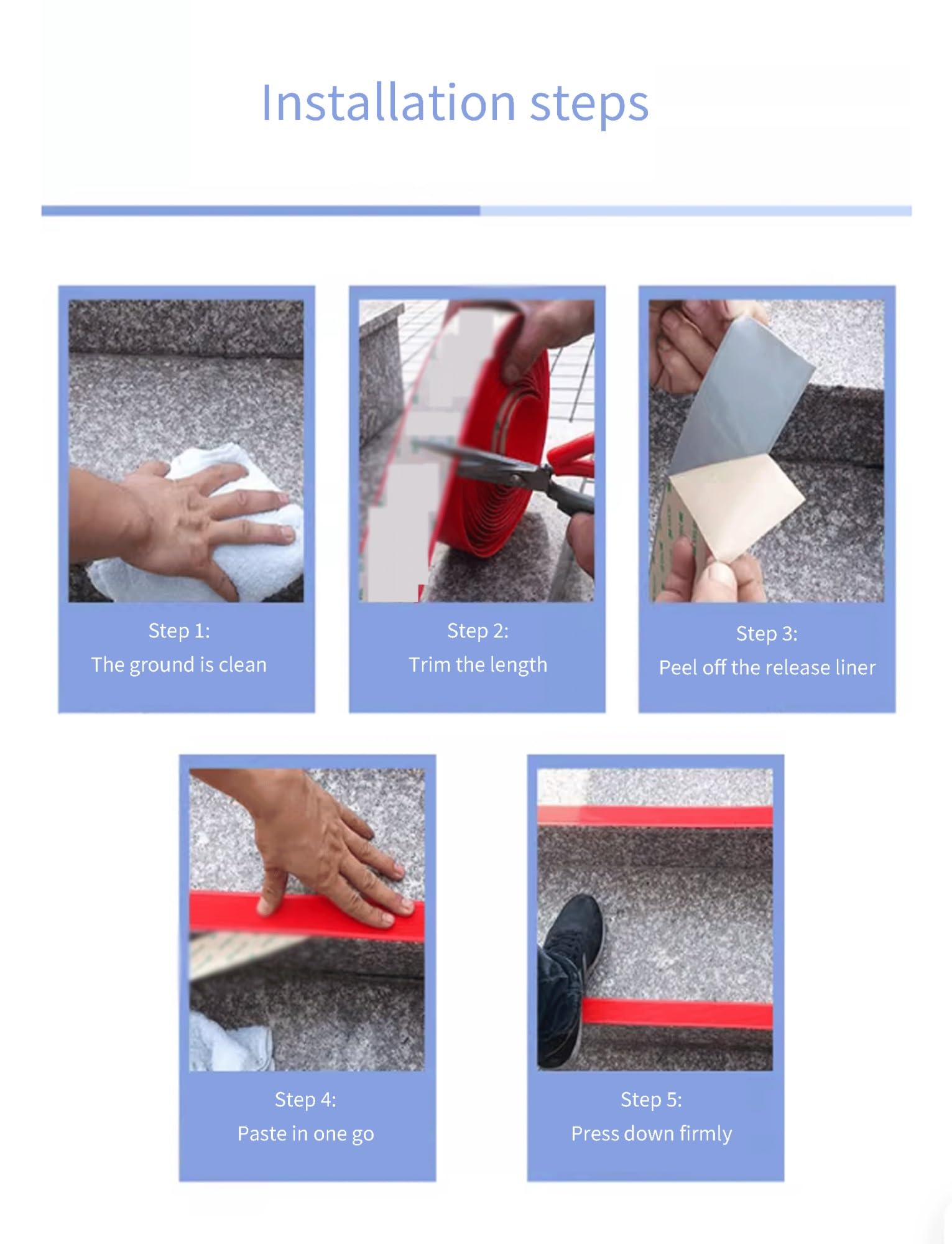 Rutschfestes Treppenstufenband, selbstklebende Anti-Rutsch-Streifen for Außenstufen, wasserdichtes PVC-Griffband for Beton, Holz, Fliesen(Yellow,5x1000cm/1.95x390in)