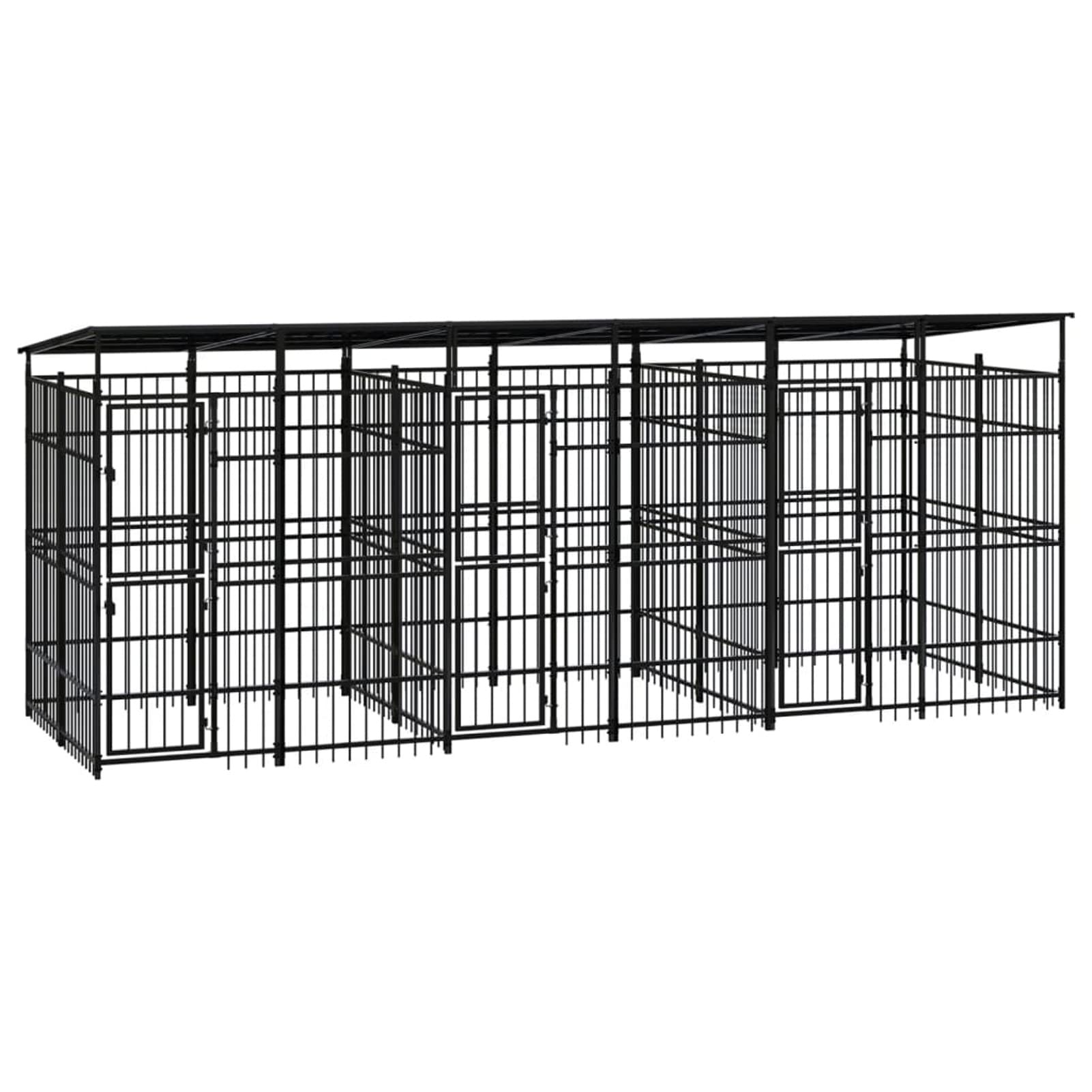 ShGaxin Perrera de Exterior con Techo de Acero 11,06 m Parque para Perros, Valla Perros, Corralito para Perros, Parque para Perros Cachorros, Corral Perro, Vallado para Perros - 3098015