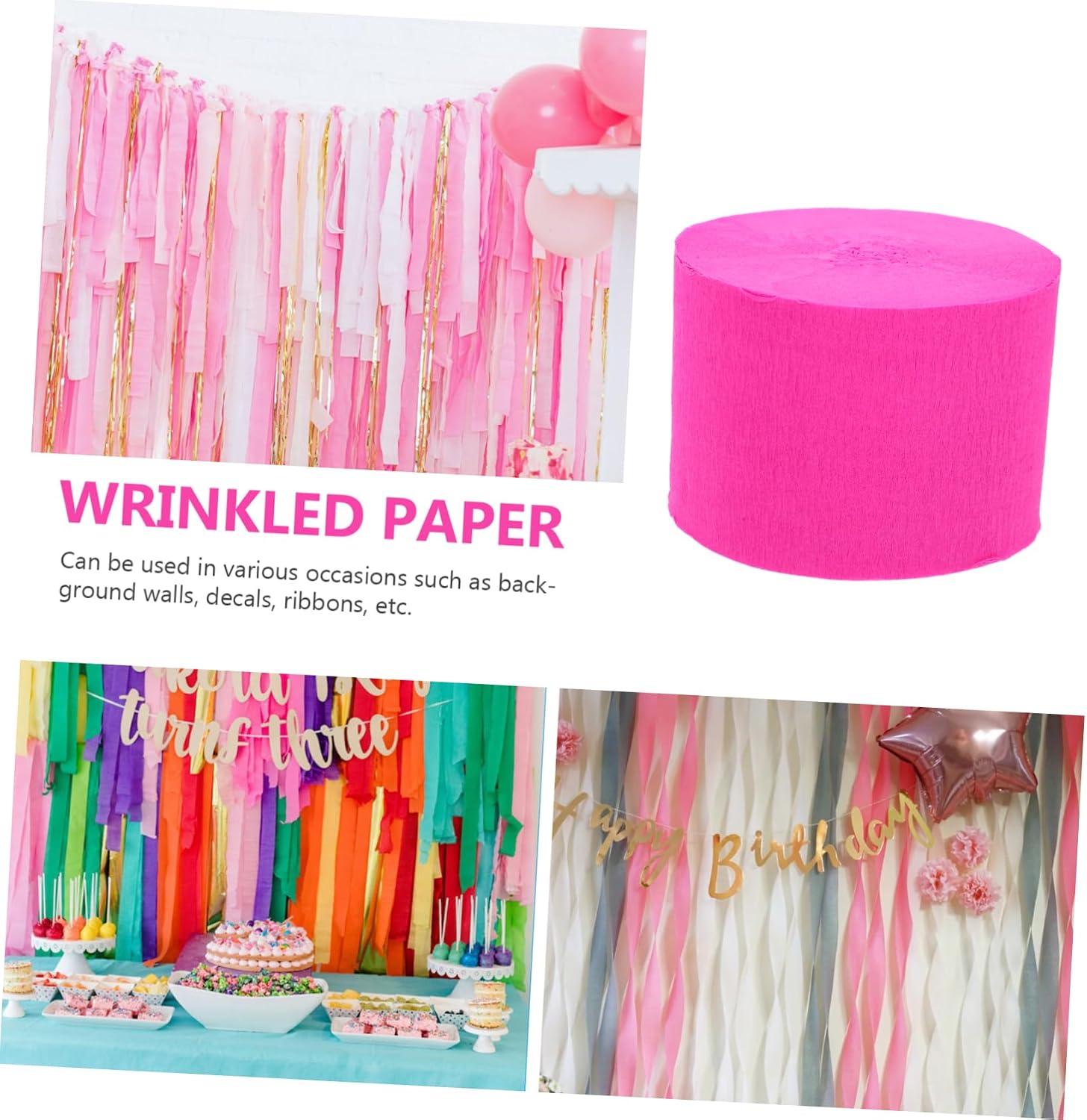 LABRIMP Elegant Party Streamers 10pcs Crepe Paper Streamers Multi-use Decor for Birthdays Weddings Celebrations