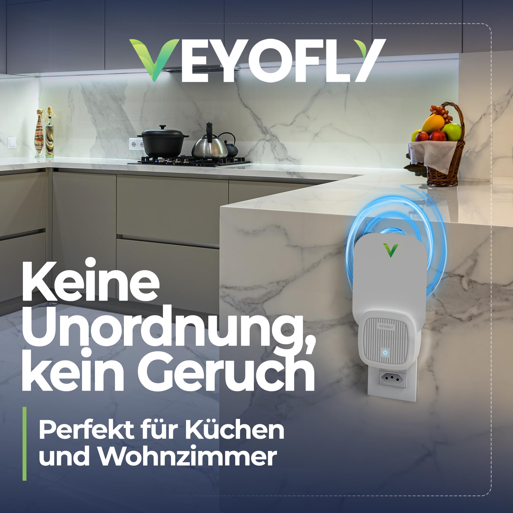 VEYOFLY Fluginsektenfalle, Insektenfänger,Innenfliegenfalle,Sichereres Zuhause,Fruchtfliegenfallen für Gnat, Motte,Moskito, Insektenlicht zum Einstecken,Insektenvernichter (2 Geräte+ 6 Klebekarten)