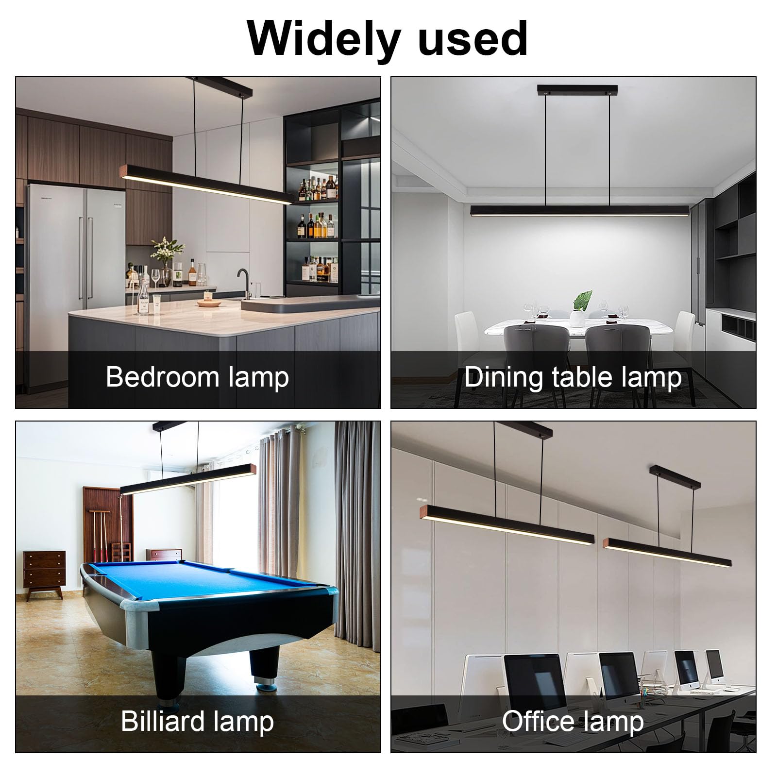 LED Pendelleuchte Esstisch 100cm, Dimmbare Hängelampe mit Fernbedienung 3000K/4500K/6000K, 10%-100% Helligkeit, Höhenverstellbar, Schwarz, für Esszimmer Küche Wohnzimmer Büro