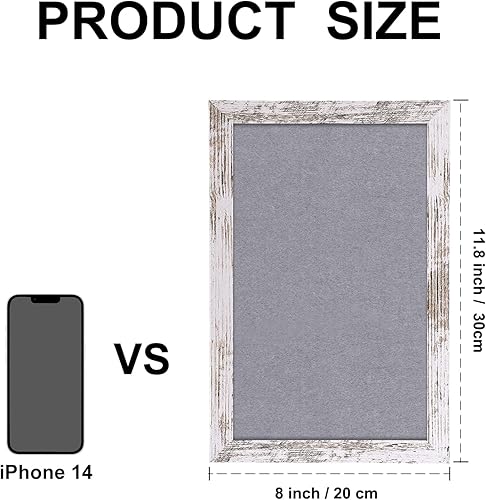 Miniatura 6 de Tablón de anuncios de fieltro gris, tablones de anuncios decorativos para colgar en paredes con marco de madera rústica blanca, tablero de visión