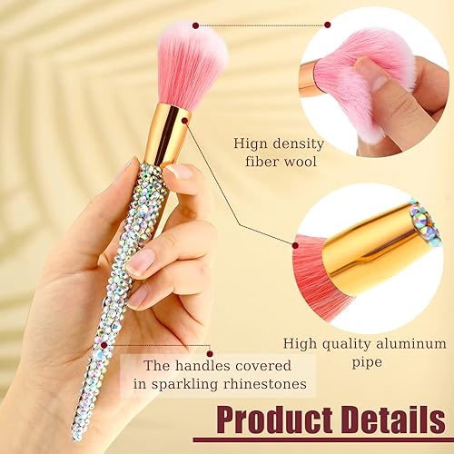 Miniatura 9 de Juego de 13 brochas de maquillaje con diamantes de imitación de cristal brillante, cosméticos profesionales para la cara, mezcla líquida, base,