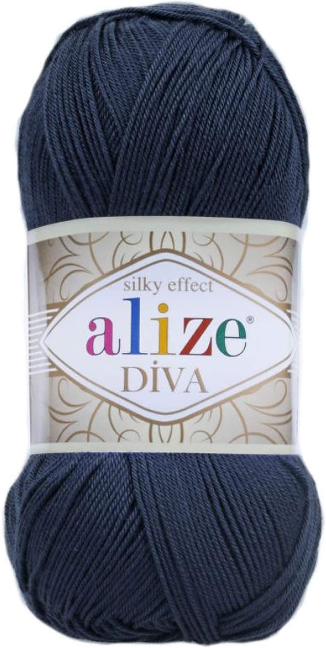 AlizeDiva Silk Effect 100% Microfiber Acrylic Yarn 1 Ball skeins 100gr 383yds Color (361 - Navy)