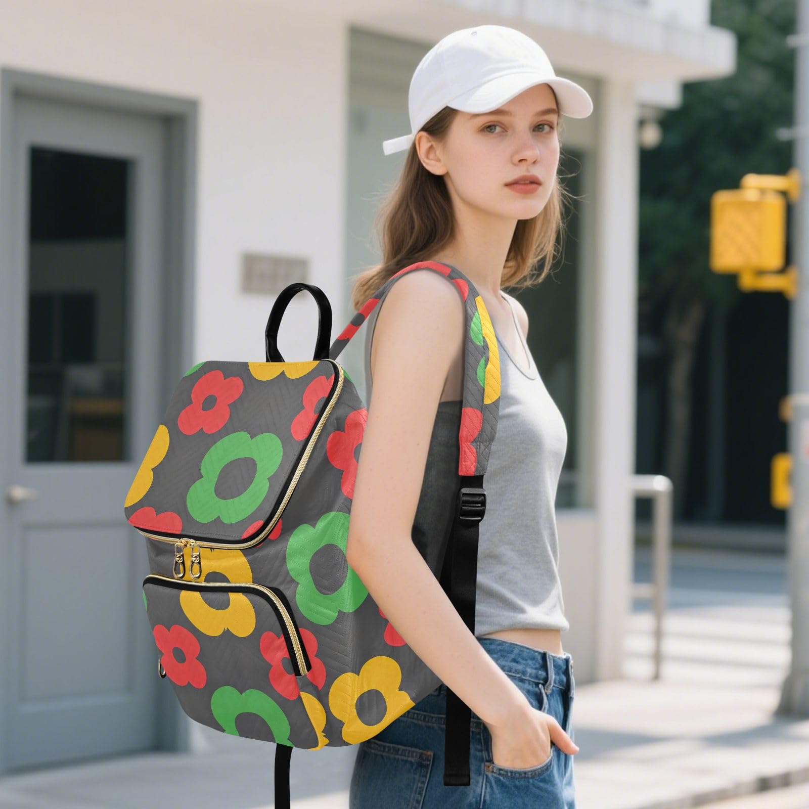 Zaino da donna, 15 l, elegante, per uso quotidiano, leggero, versatile | Materiale trapuntato design trasformabile multi tasche con cerniera per le signore viaggi shopping gite quotidiane