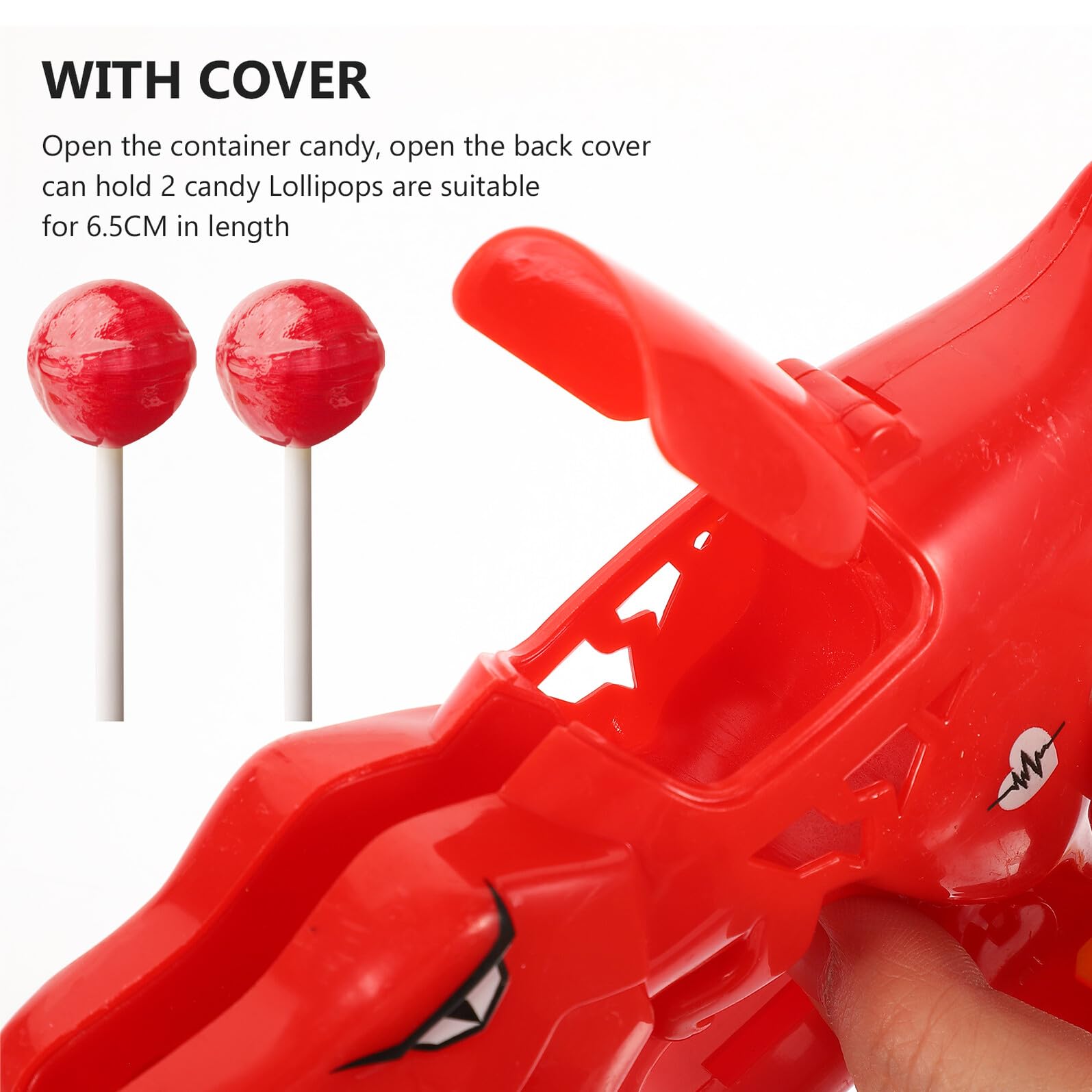 ERINGOGO Giocattolo Porta Lecca-Lecca Robot Dinosauro Rosso 2 Pezzi, Spara Lecca-Lecca Divertente per Feste, Regalo Compleanno Pratico e Sicuro in Plastica Dura