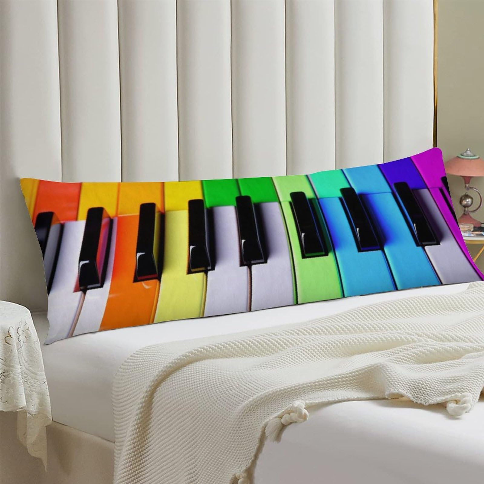 Body Pillow Cover 20x54 Long Pillow Case with Invisible Zipper Breathable Microfiber Colorful Piano Music Rainbow Pillowcase Soft Cozy Protector for Bedroom Couch Sofa Bed Home Decor All Seasons