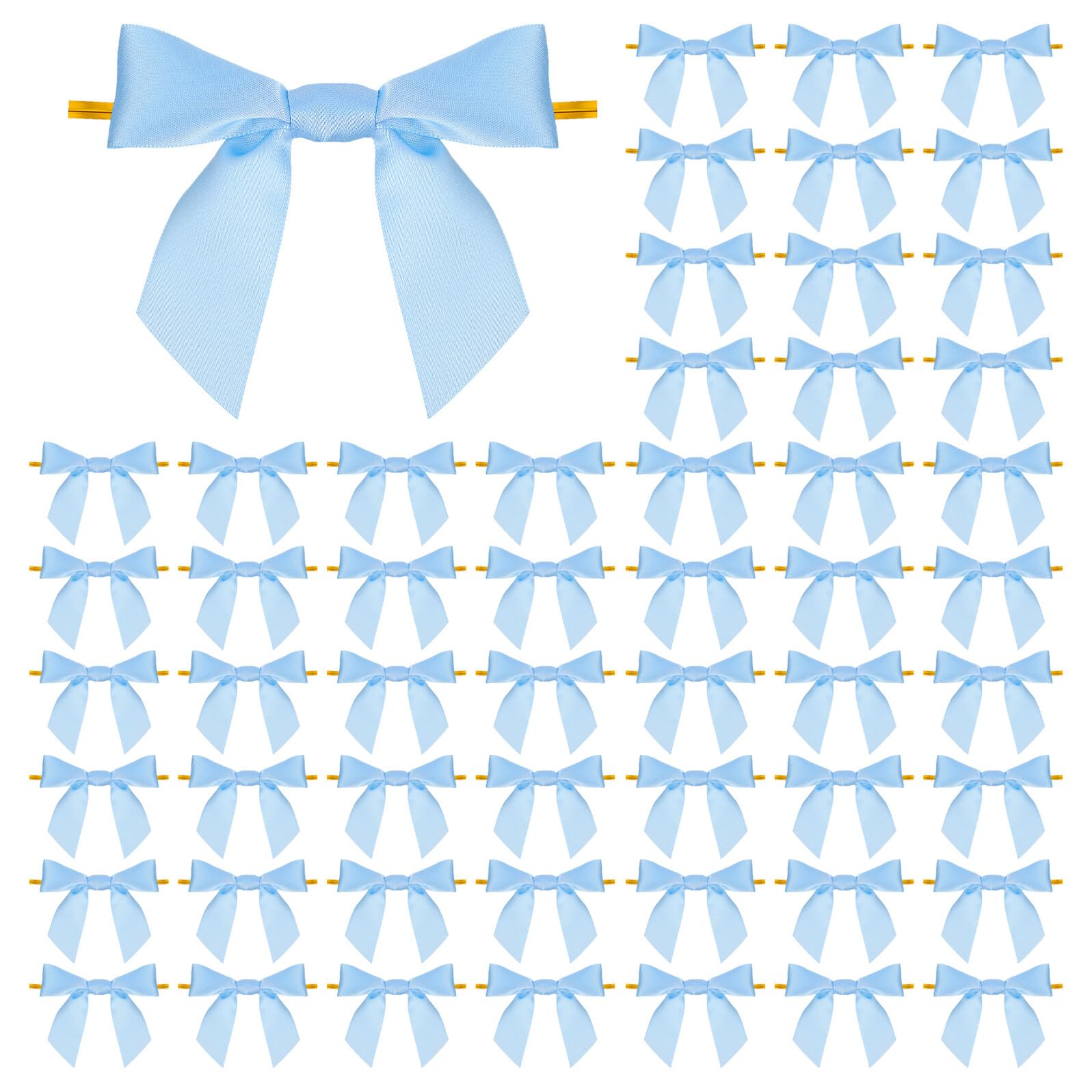 100 pezzi Fiocchi Piccoli Decorativi Azzurri per Sacchetti Regalo Fiocchetti per Confezioni Chiusura Rapida e Decorazione Elegante per Feste Matrimoni e Shower