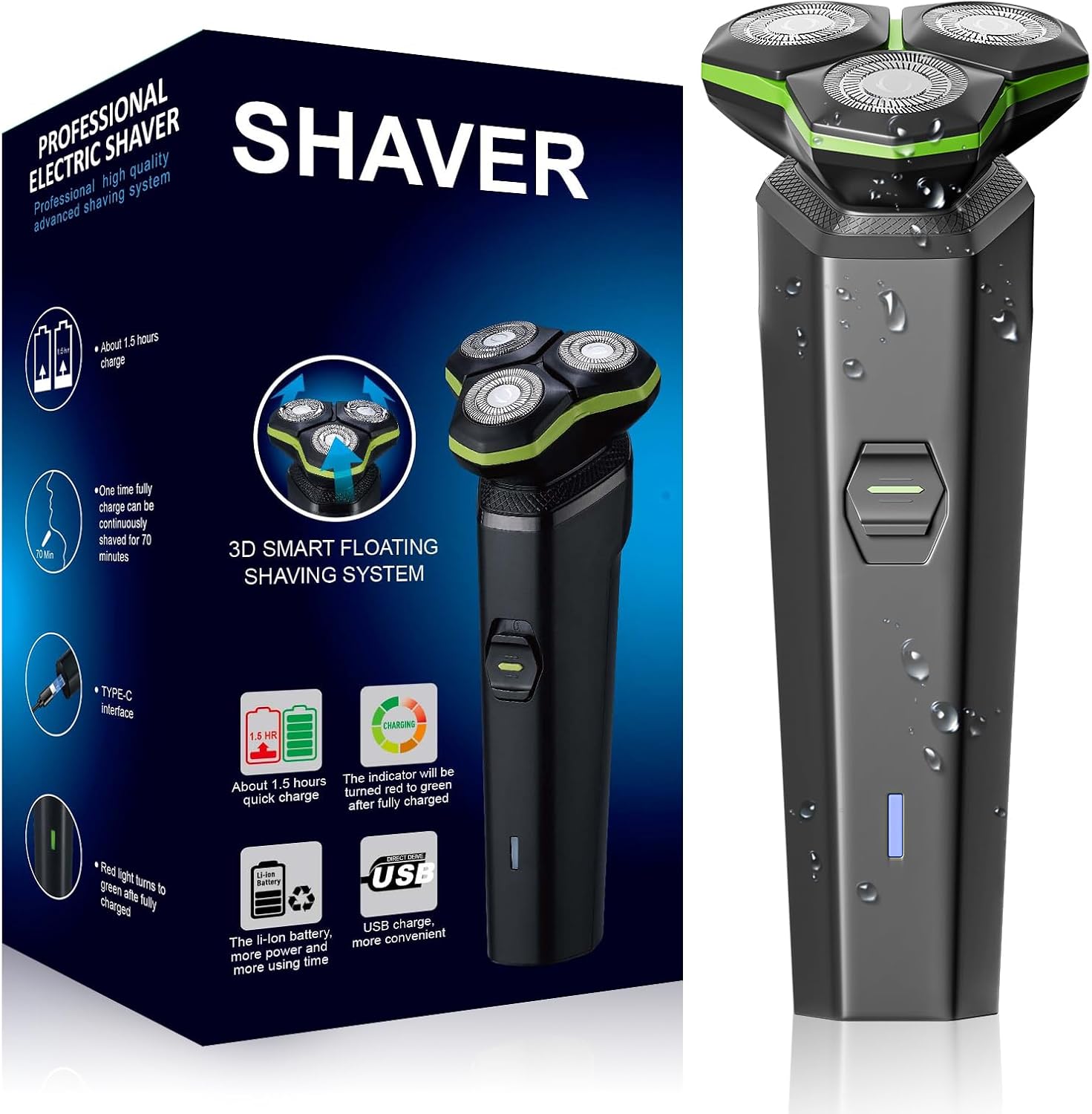 Electric Razor for Men - Electric Shavers for Men with Magnetic Detachable Head