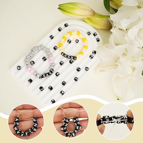 Miniatura 5 de FZIIVQU 1120 cuentas de letras cuadradas acrílicas, cuentas de letras A-Z de 0.236 x 0.236 pulgadas con número de color, cuentas de cubo de amor,