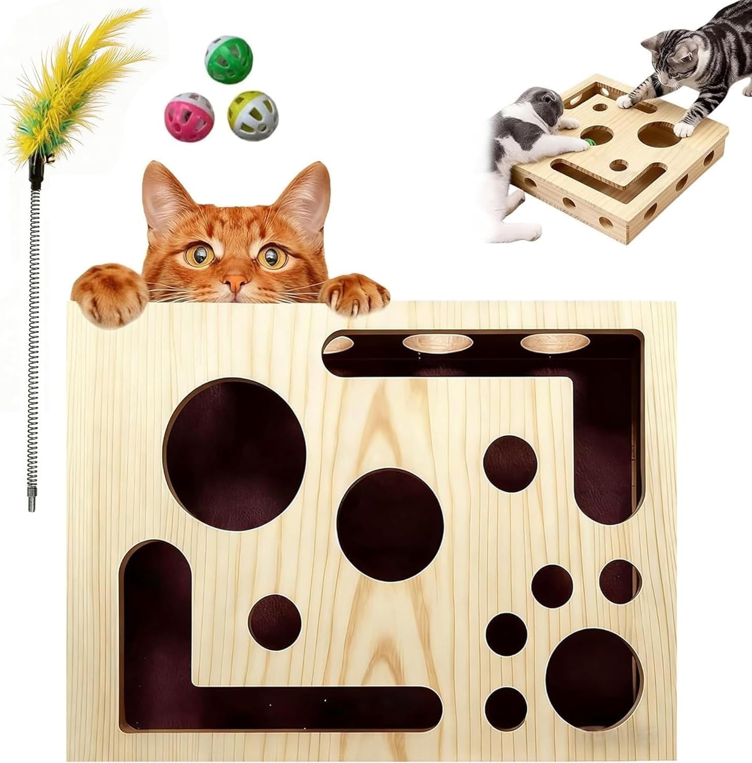 Boîte de lime à ongles chat avec papier verre inclus et jouet labyrinthe interactif