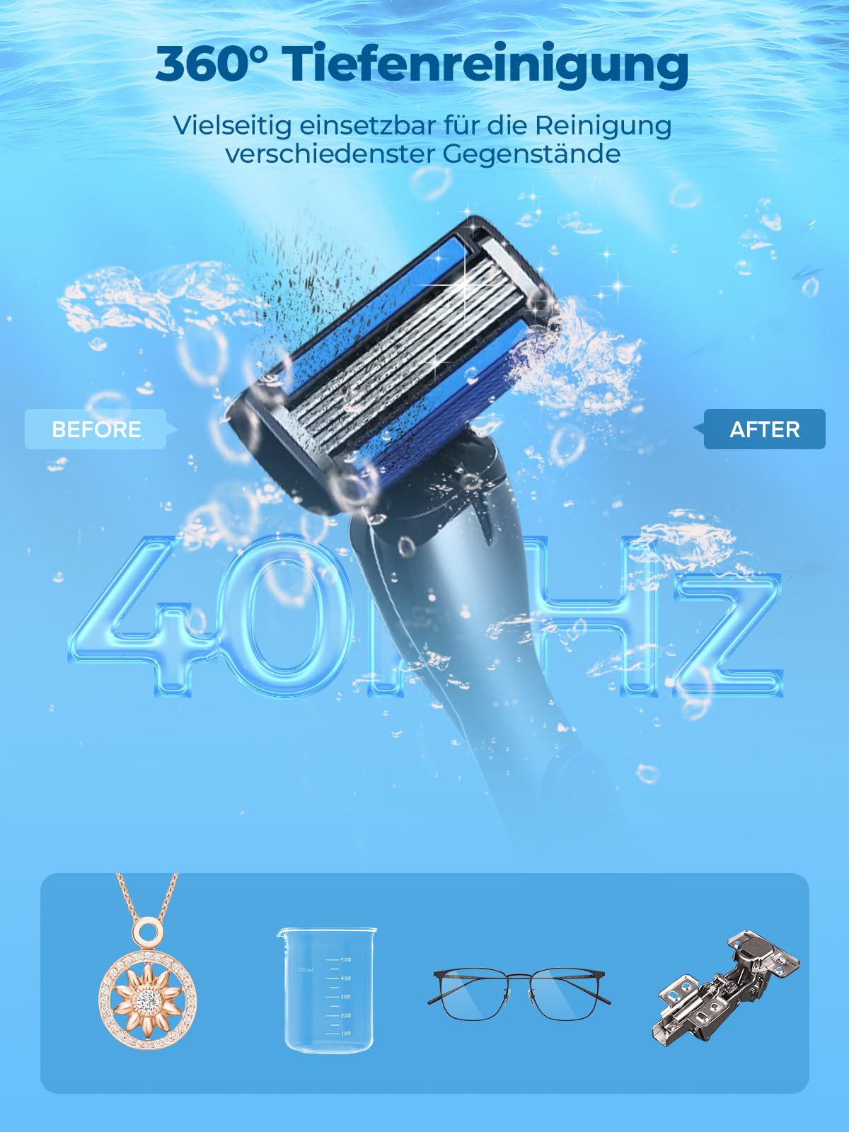 FOHERE Ultraschallreiniger Maschine, Professioneller digitaler Labor-Ultraschall-Teilereiniger mit Heizungstimer, für Schmuckaufbereitung, Autoteile (Ventile/Getriebe), Waffenteile (3.2L)