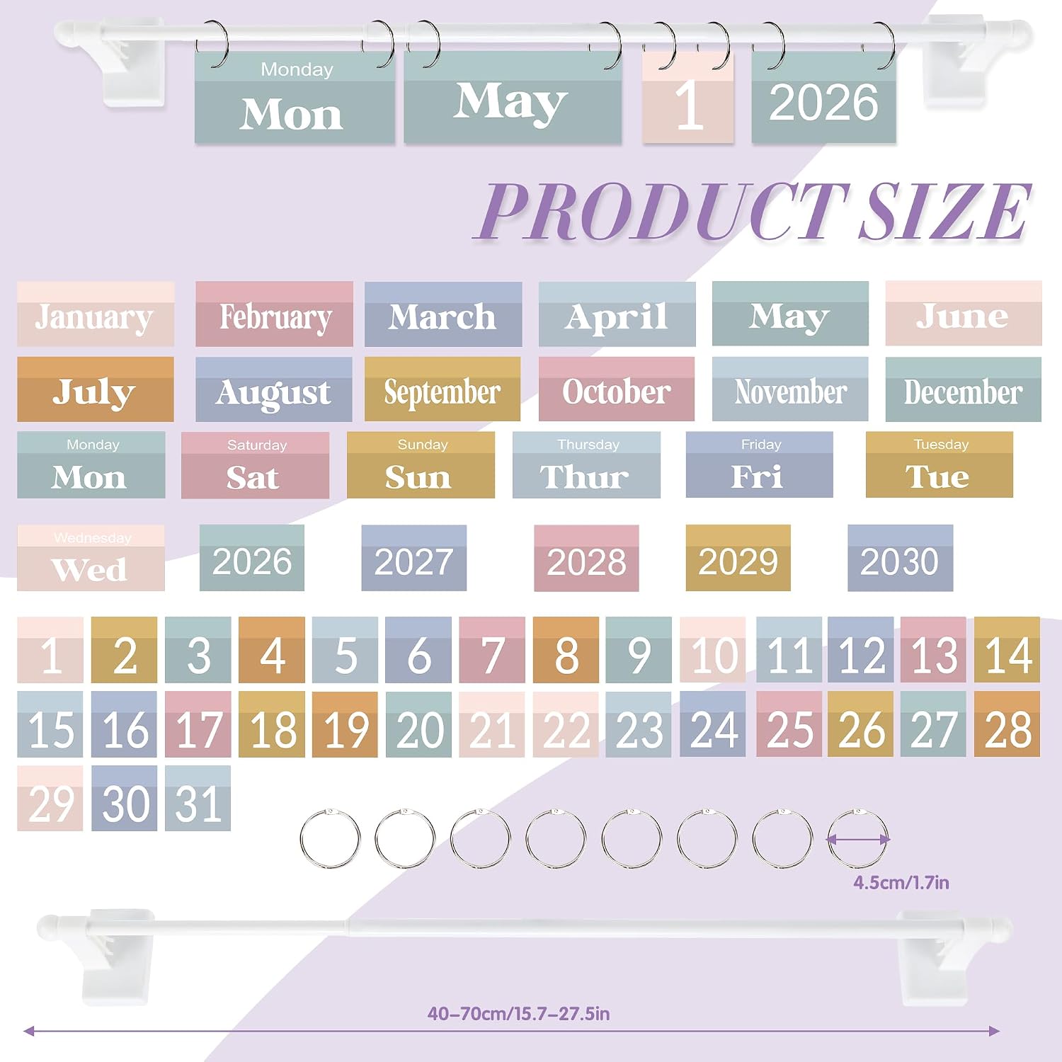 Boho Magnetic Flip Calendar for Classroom Date Cards Bulletin Board Set image 2