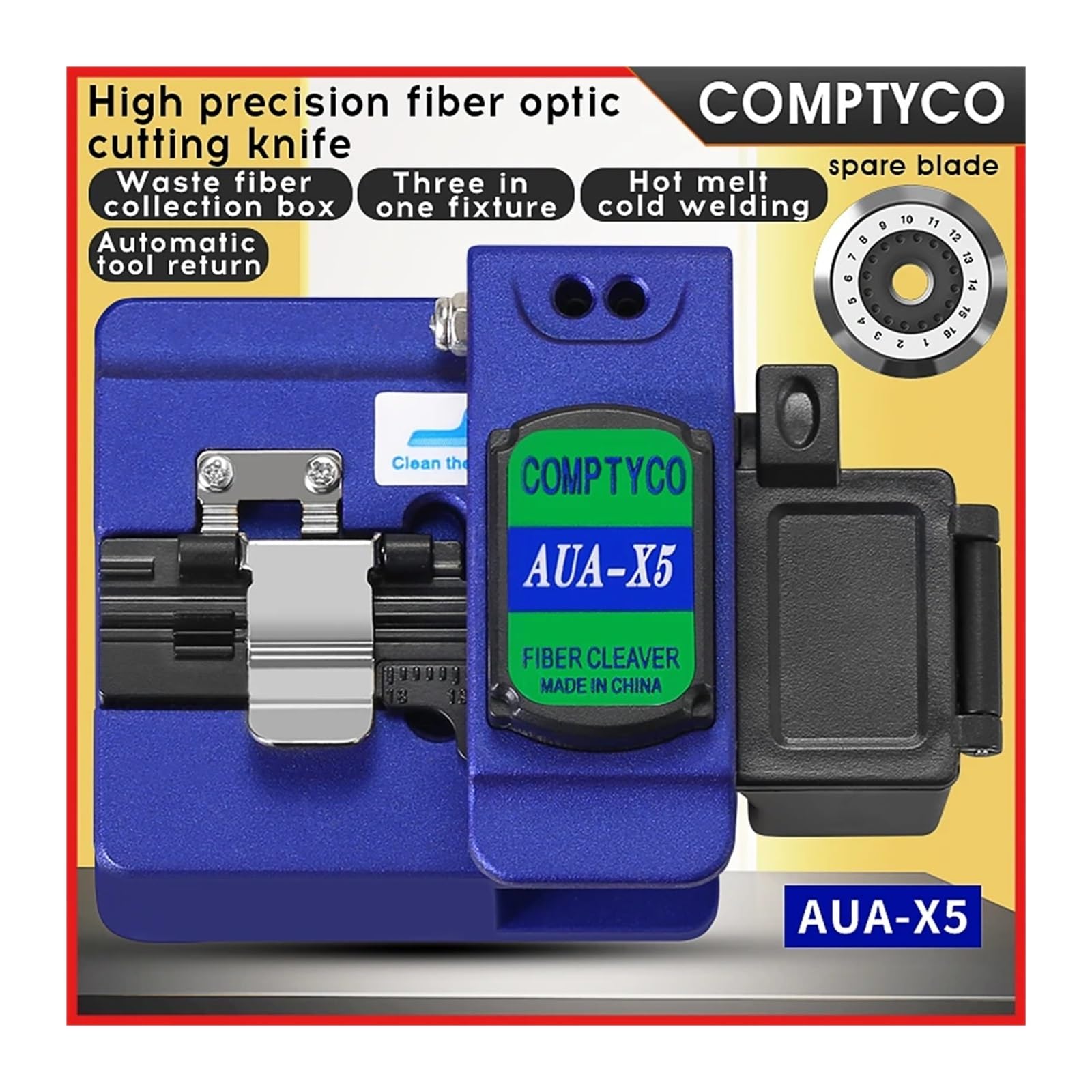 AUA-X5 COMPTYCO FTTH Outil de coupe haute précision Cliveuse fibre optique Couteau câble 16 lames surface(AUA-X5)