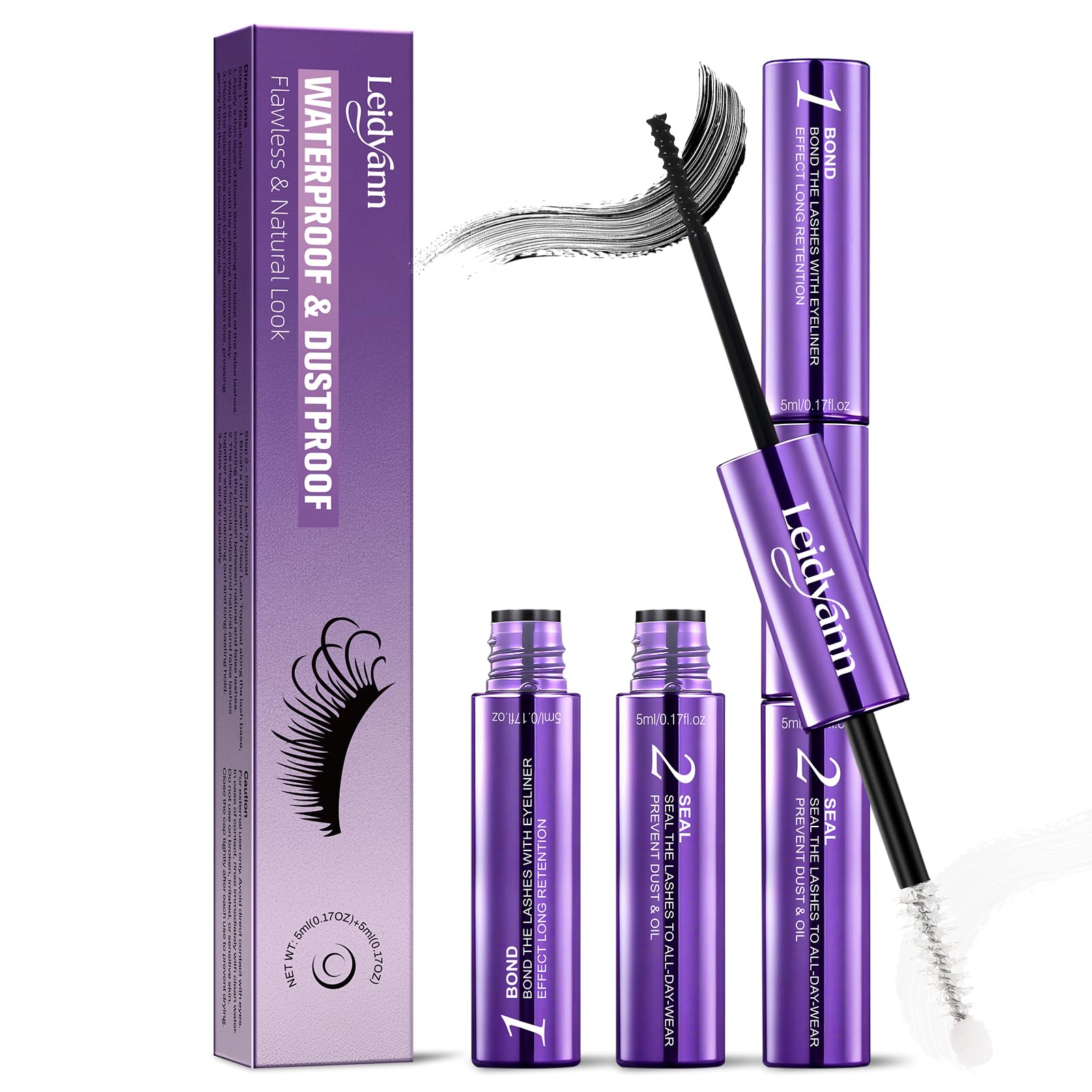 Eyelash Glue Lash Bond & Seal, 2-in-1 Adhesive for Lash Clusters & DIY Eyelash Extensions, 72H Waterproof Strong Hold, Quick Dry, Smudge-Proof, Gentle Non-Irritating Formula — view 7