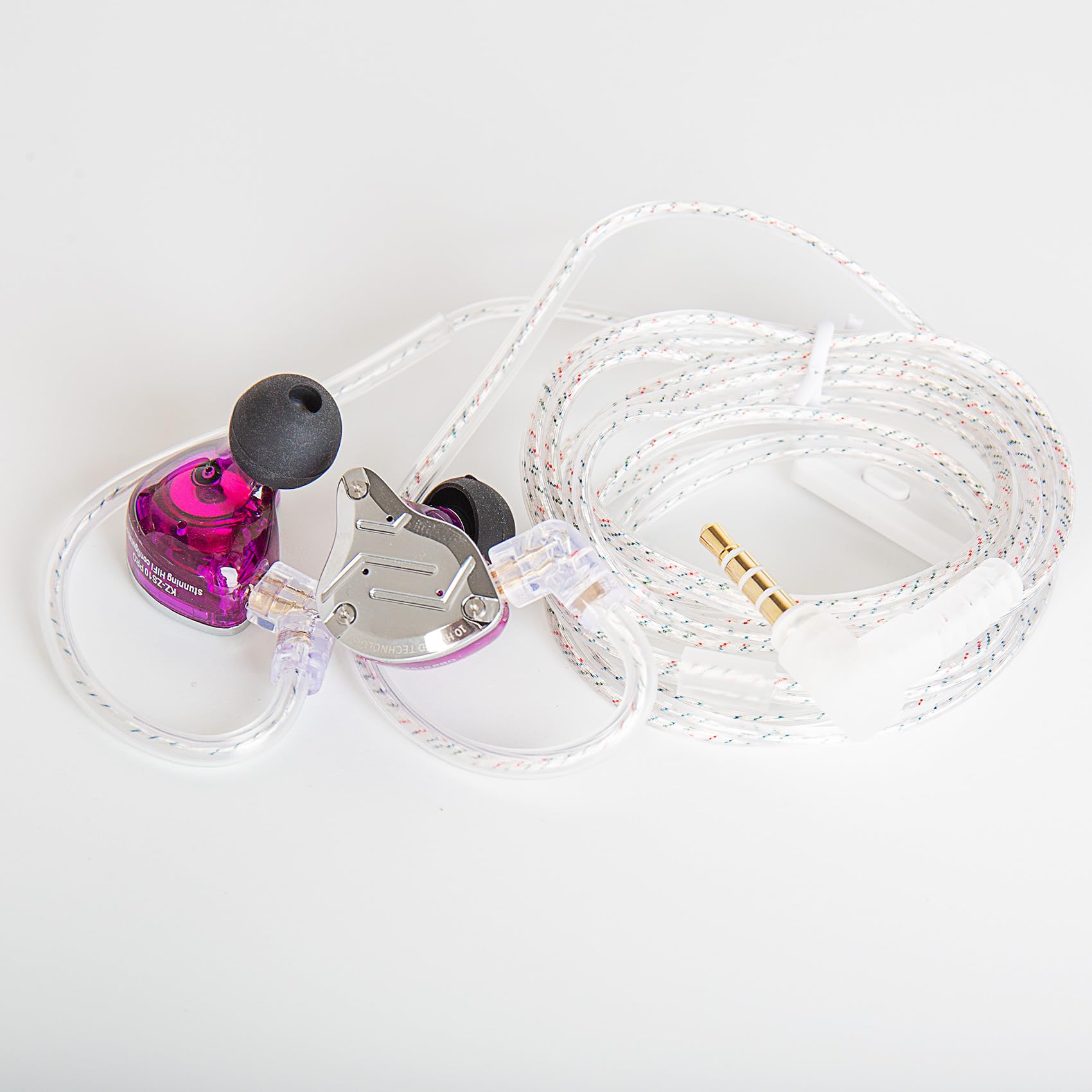 Yinyoo KZ ZS10 Pro Auricolari Ear Monitor Wired Auricolari Cuffie con Cancellazione del Rumore 4BA 1DD Hybrid Driver Auricolari con Microfoni (microfono viola)