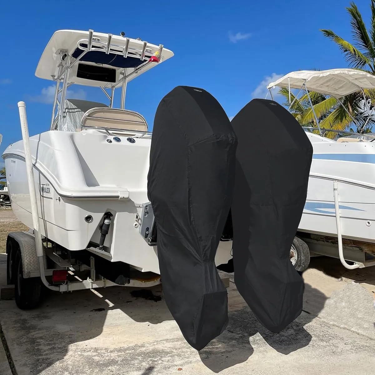 Oceansouth Passgenaue Vollabdeckungen für Mercury-Außenbordmotoren (250–450 PS/PRO XS 4STR V8 4,6 l (von 2018 bis 2024), Beinlänge: 50,8 cm