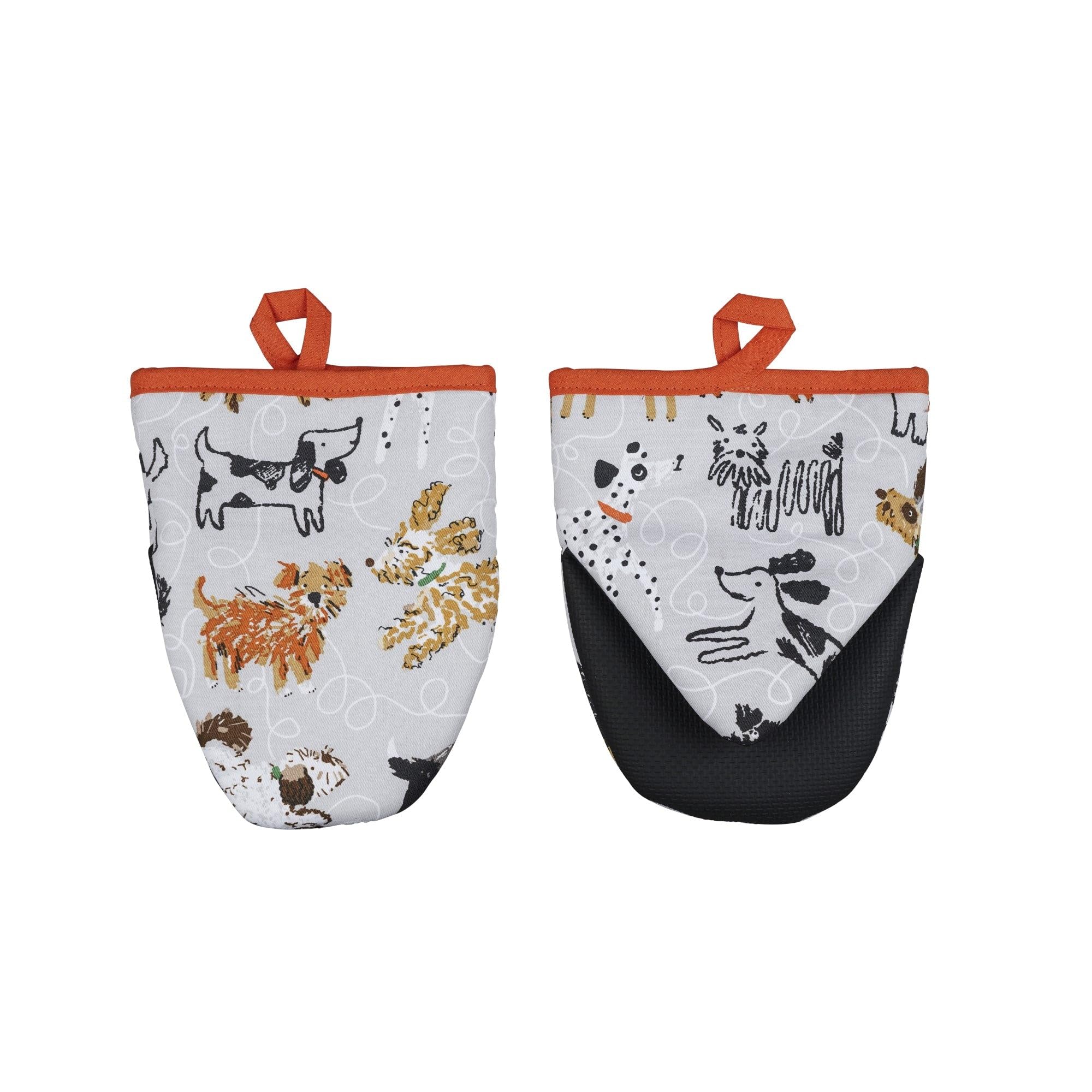 Ulster Weavers - Polka Dots & Dogs Microwave Oven Mitts (18 x 14.5cm) - 100% Cotton - 1x Pair - Dog Oven Glove Heat Resistant - Dog Themed Oven Glove - Kitchen Accessories - Dog Lovers Gifts