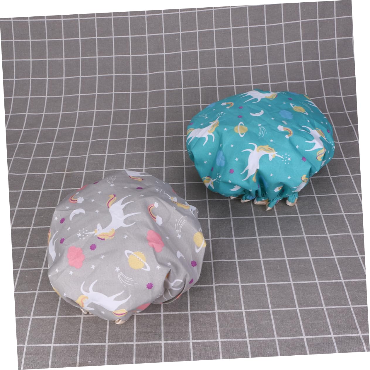Angoily 8stücke Doppellagige Wasserdichte Duschhaube Für Damen Cartoon-einhorn Design Elastisch Und Leicht Für Bad Spa Und Haarpflege Grün Und Schwarz