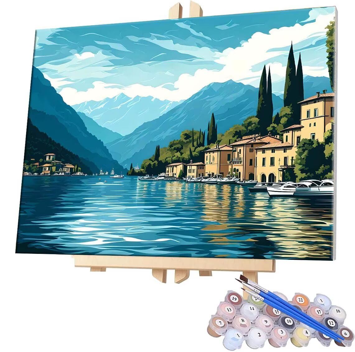 Paint by Numbers for Adults DIY Paint by Numbers Lake Como for Beginners Painting by Numbers on Canvas DIY Acrylic Paints Set Paint by Numbers Kits for Adults Perfect for Gifts Decor 28x36in G-355