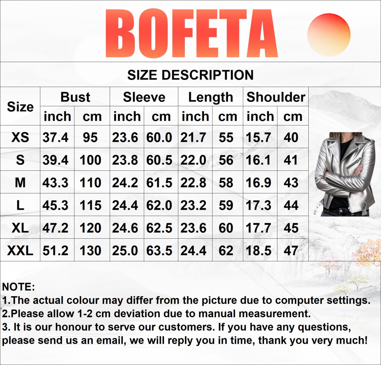 BOFETA Femmes Veste De Moto Courte En Cuir Synthétique Avec Fermeture éclair Manches Longues Style Motard Coupe étroite Grande Taille