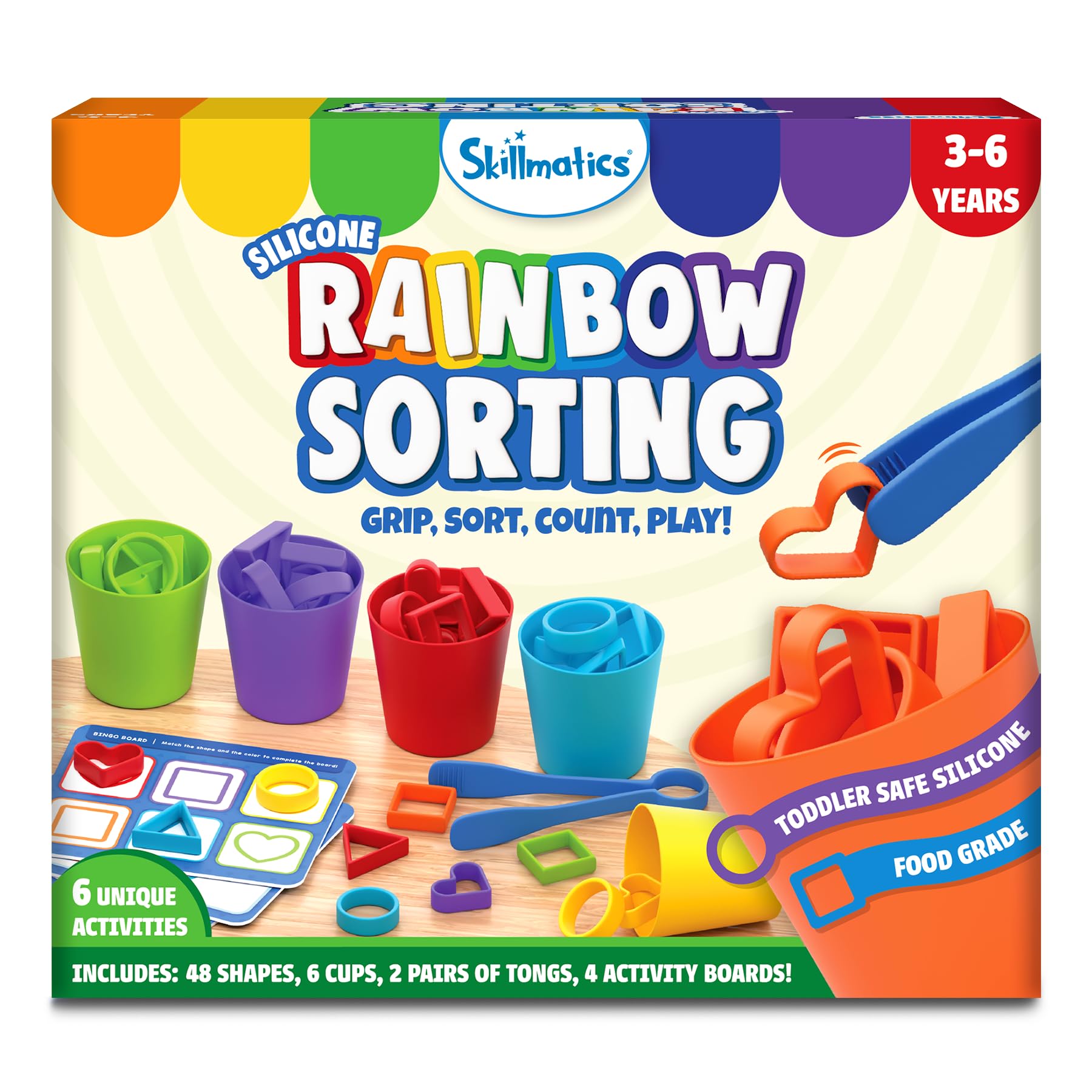 Skillmatics Silicone Rainbow Sorting Game - Learning &amp; Educational Toy, Sorting, Counting &amp; Sequencing Skills, Gift for Toddlers &amp; Preschoolers Ages 3, 4, 5, 6