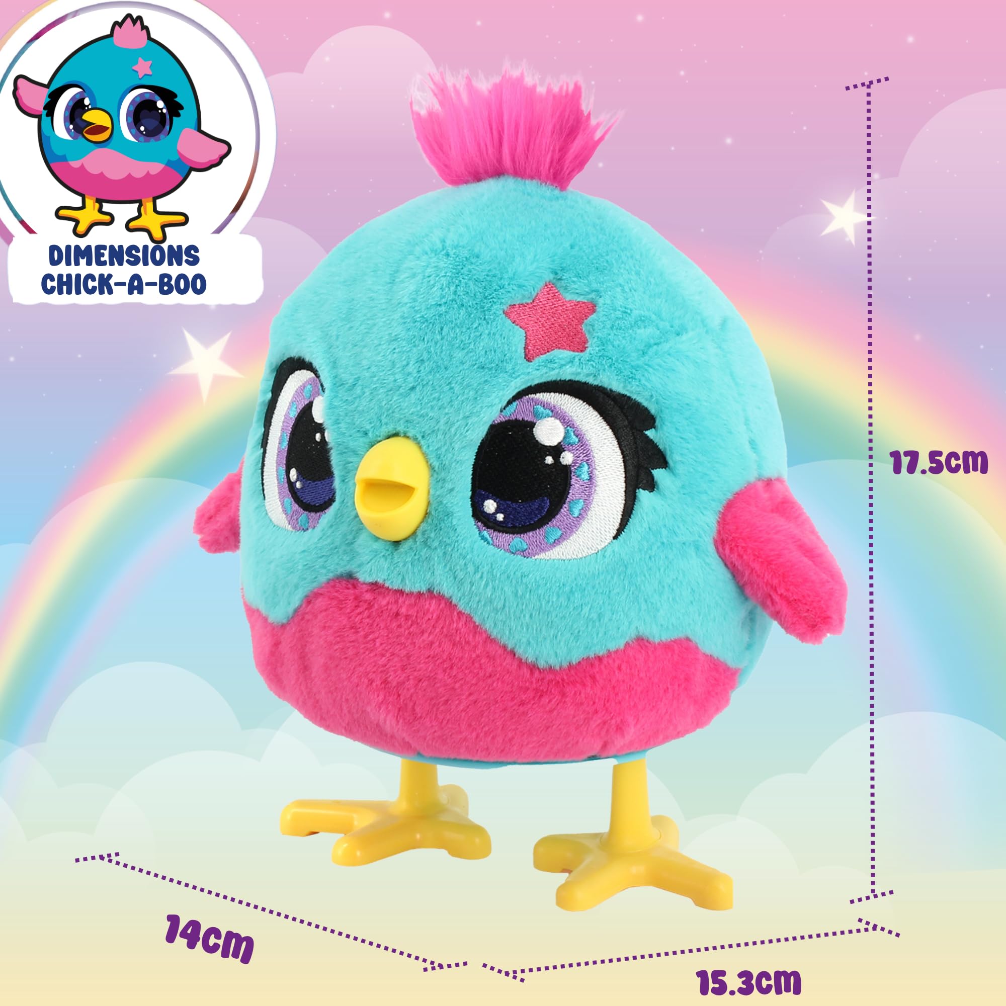 Chick-a-Boo - Peluche Electronique Interactive - Poule Qui Pond des œufs - Parle, Chante, Danse - Chatouille-la - Plus de 50 Sons et réactions - Jouet Fille et garçon - Dès 3 Ans